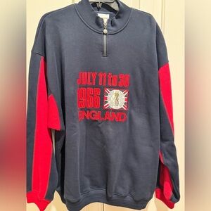 adidas Navy and Red England Men's Zip Up Sweater